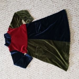 Vintage Color Block Velvet Dress
